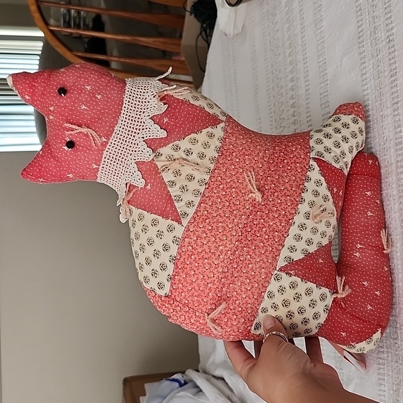 Antique quilted cat pillow patchwork cottagecore Handmade - Picture 2 of 8